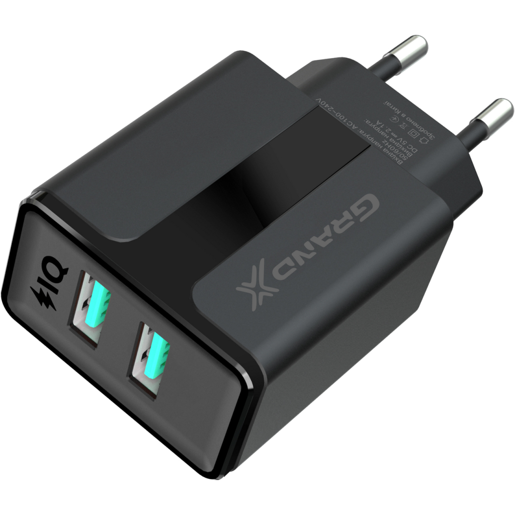 Зарядний пристрій Grand-X 5V 2,1A Black + cable USB-Lightning (CH15LTB) фото4