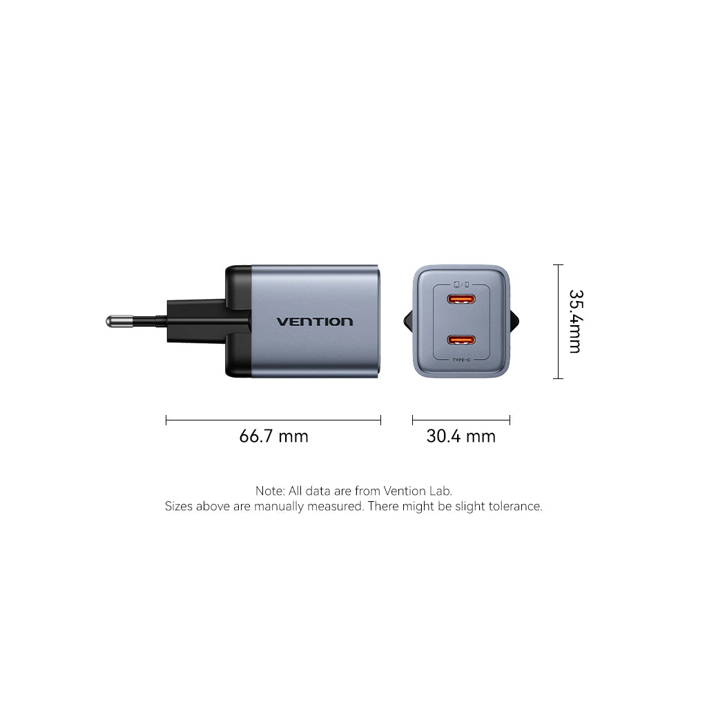 Зарядний пристрій Vention 2xUSB-C PD45W GaN gray (FCDH0-EU) фото11