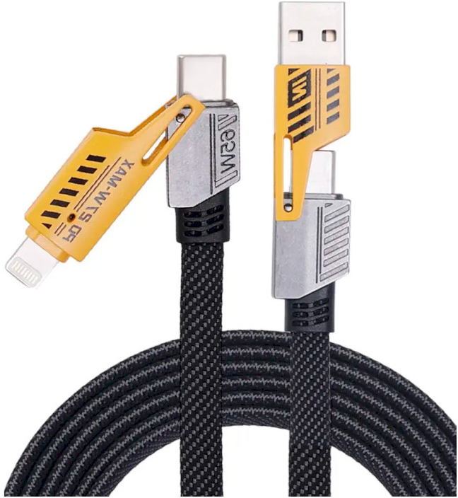 Кабель USB-C + USB-A to Lightning+USB-C 1.0m 65W X207 black WUW (6972573336524) фото2
