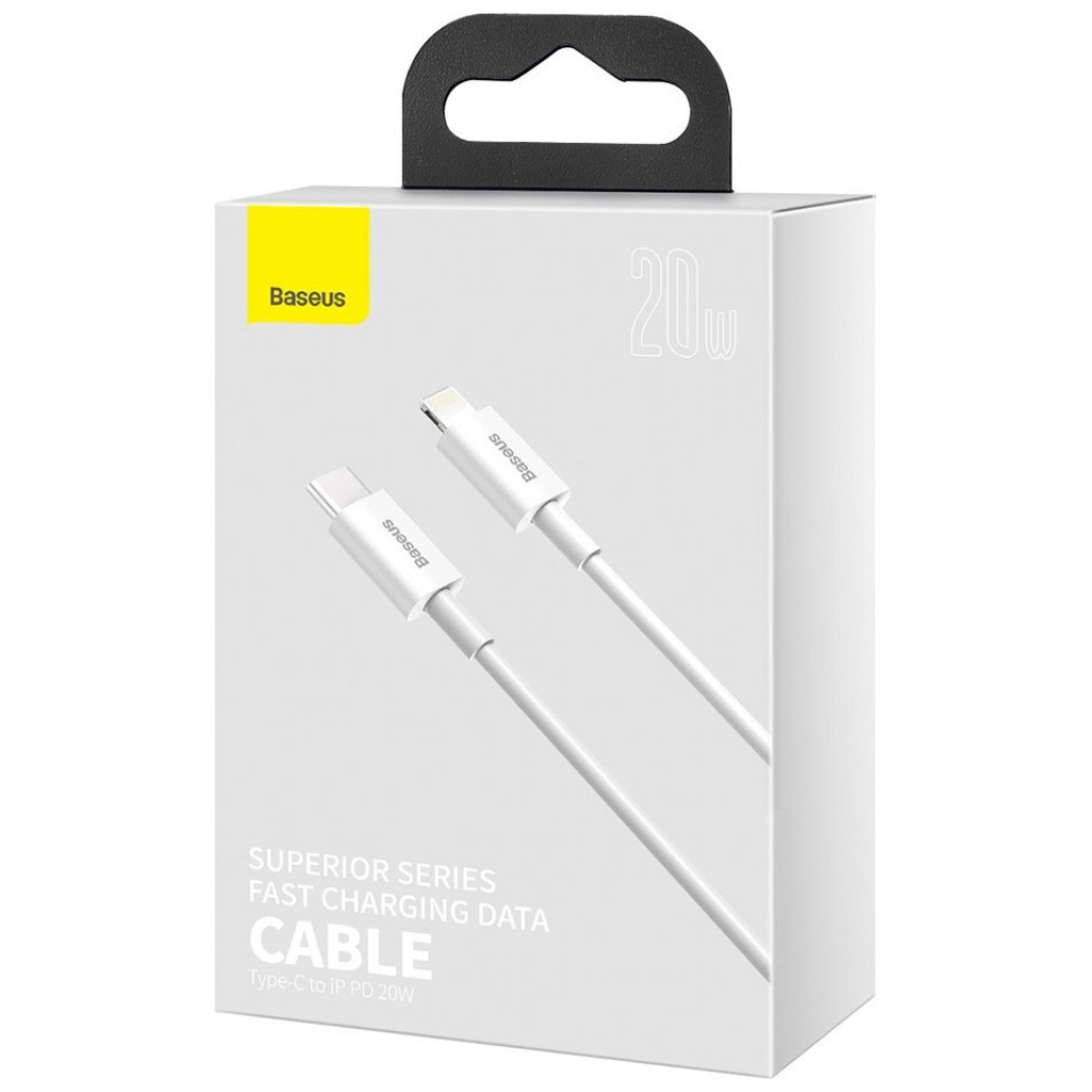 Кабель USB-C to Lightning 2.0m 20W white Baseus (CATLYS-C02) фото