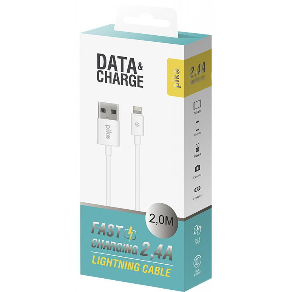 Кабель USB 2.0 AM to Lightning 2.0m white Piko (1283126493867) фото2