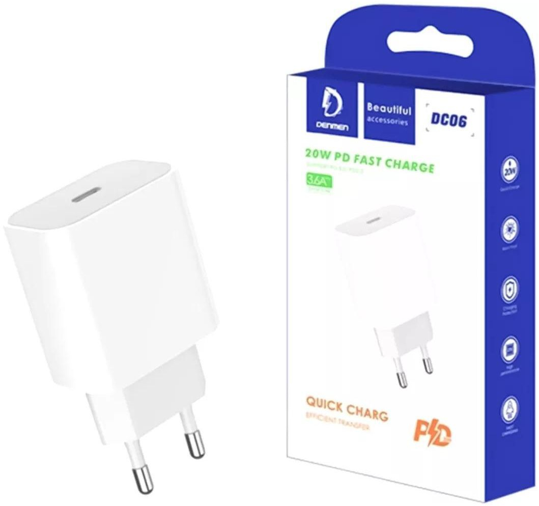 Зарядний пристрій Denmen USB-C PD20W 3.6A white (DM-DC06-WH) фото4