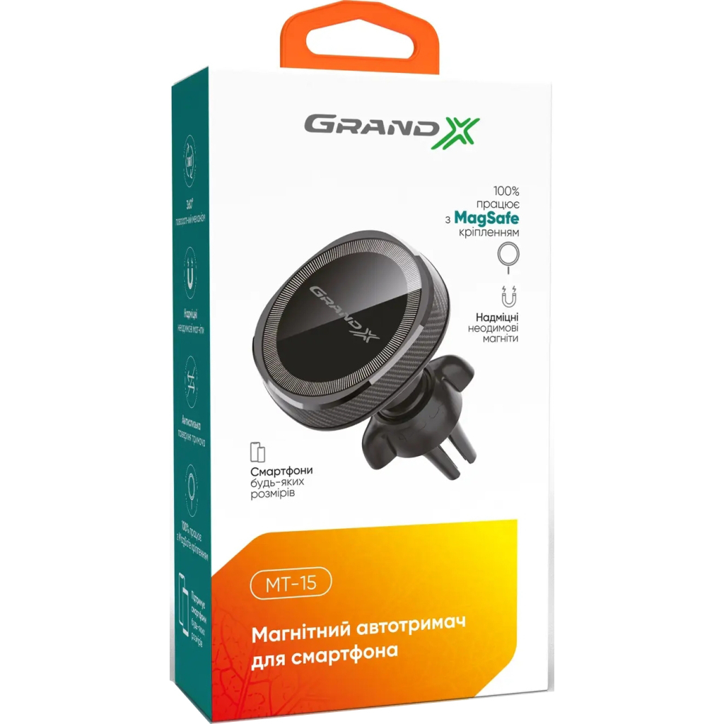 Автодержатель Grand-X MT-15 MagSafe (MT-15) фото3