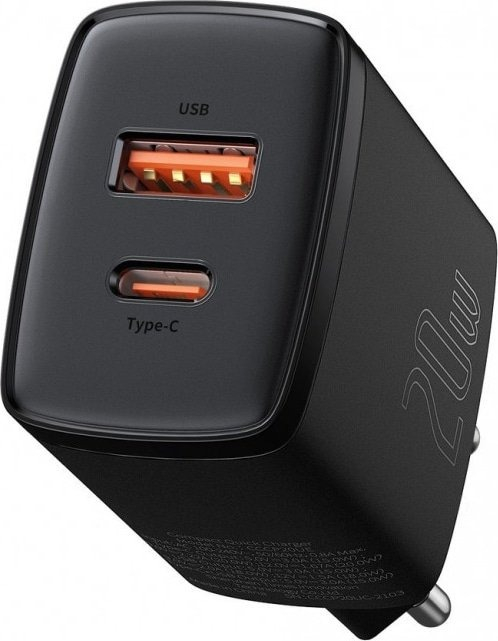 Зарядний пристрій Baseus Compact Quick Charger U+C 20W EU Black (CCXJ-B01) фото3