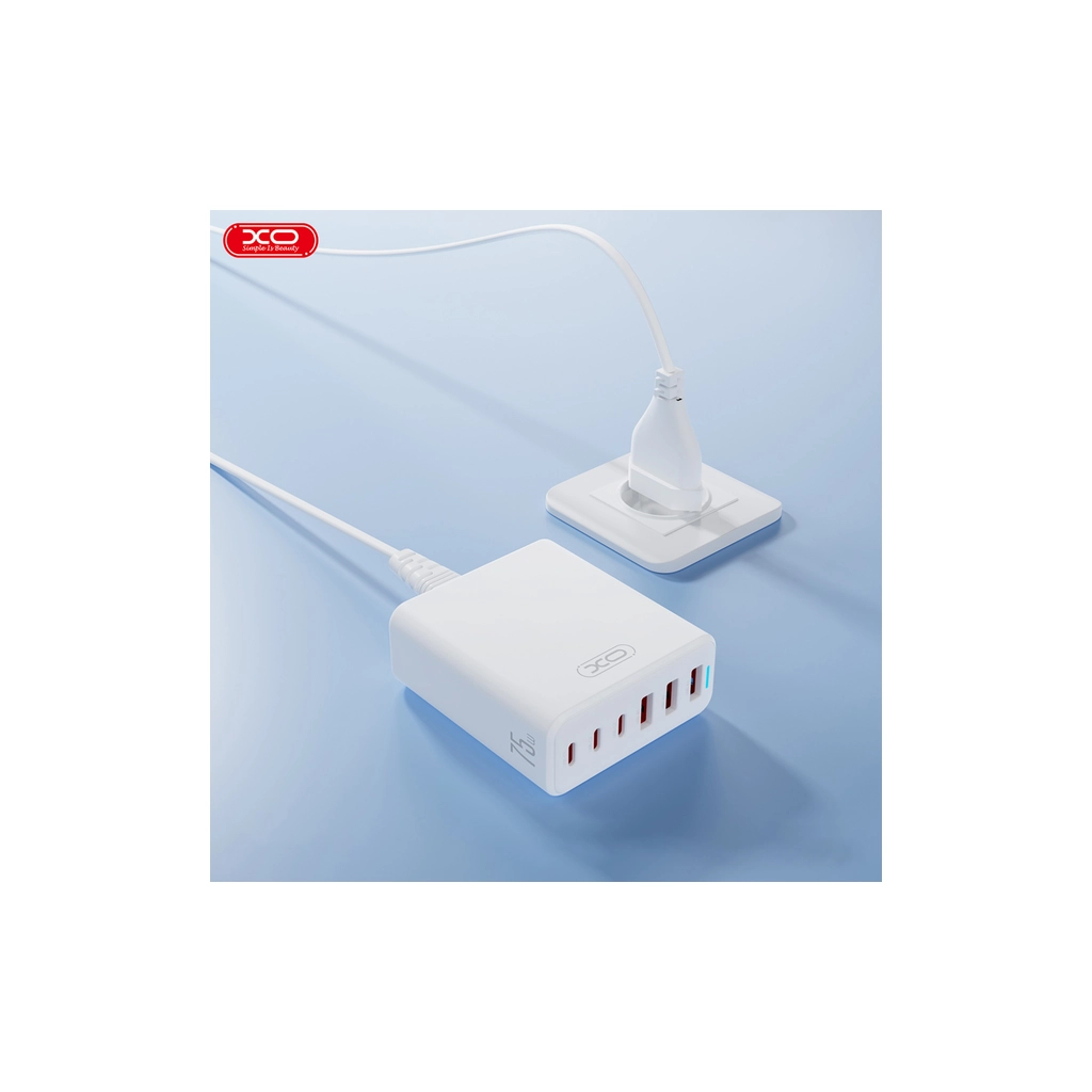 Зарядний пристрій XO L133 3xUSB-A + 3xUSB-C 75W White (L133.white) фото3