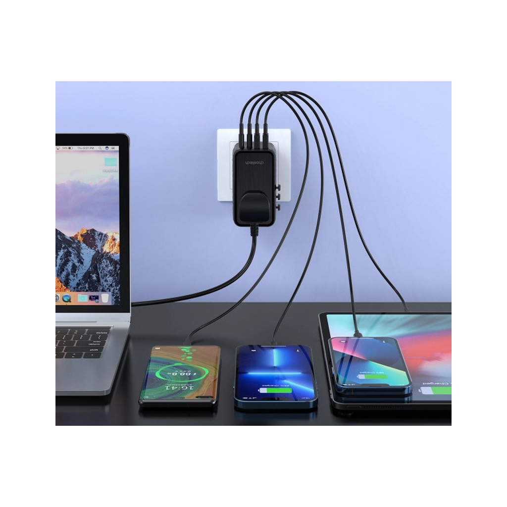 Зарядное устройство Choetech 4xUSB 100W PD (2хUSB-C+2хUSB-A) сharger diamond model black (PD6028-BK) фото