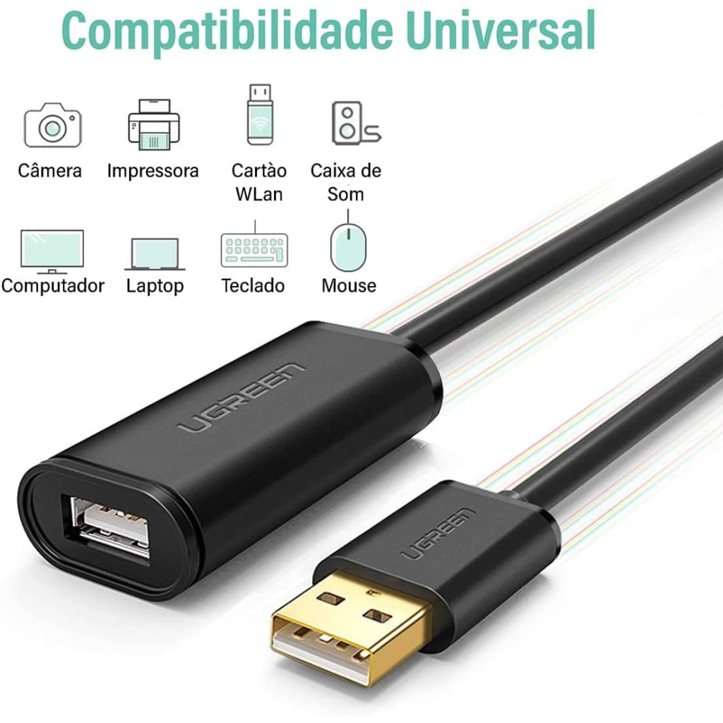 Кабель USB 2.0 AM to AF 20.0m Active black Ugreen (10324) фото