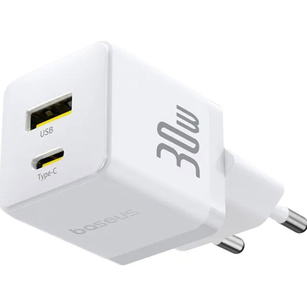 Зарядное устройство Baseus 1xUSB-C 30W + 1xUSB white (P1011160A213-00) фото4