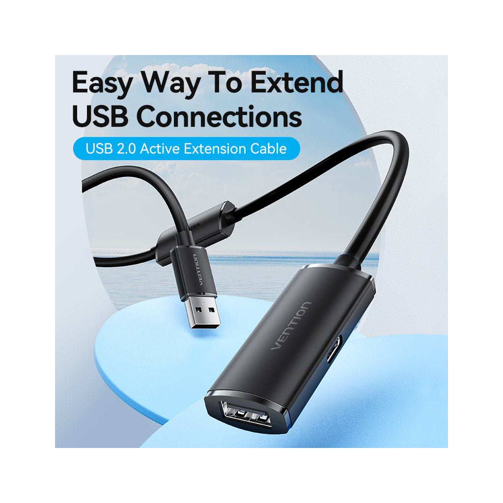 Кабель USB 2.0 AM/AF 25.0m Active black Vention (CBKBS) фото