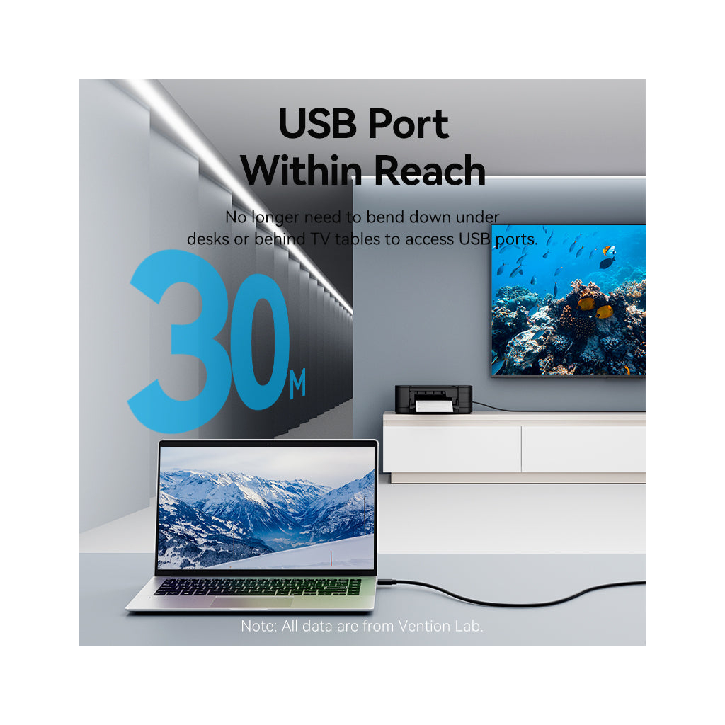 Кабель USB 2.0 AM/AF 25.0m Active black Vention (CBKBS) фото