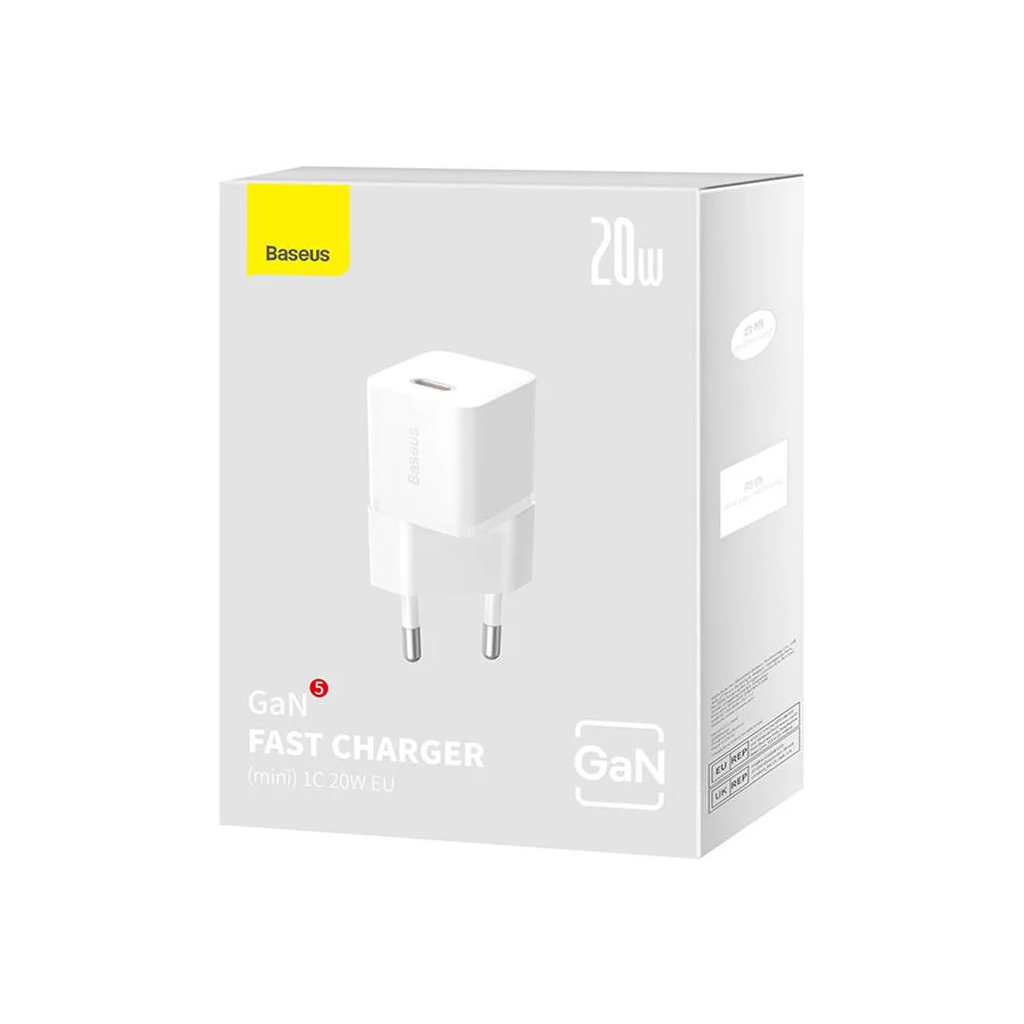 Зарядний пристрій Baseus GaN5 Fast Charger USB-C 20W white (CCGN050102) фото6