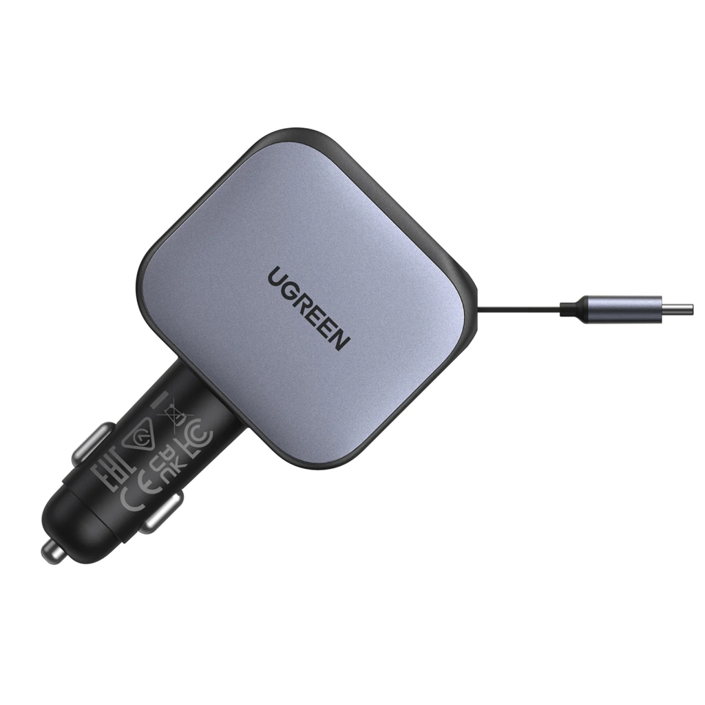 Зарядное устройство Ugreen Car charger USB-C PD90W + cable USB-C to USB-C retractable (55909B) фото2
