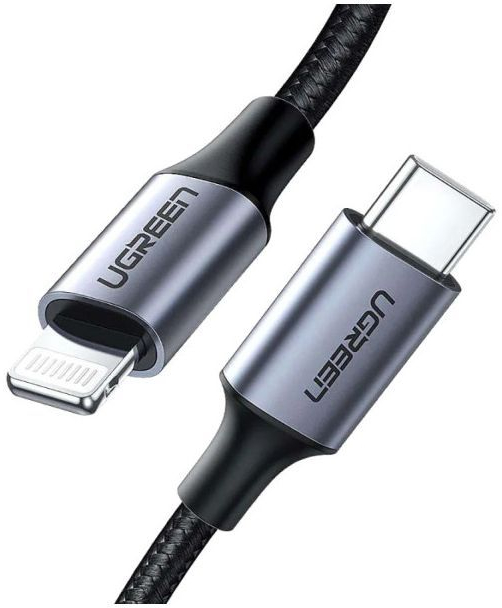 Кабель USB-C to Lightning 1.0m 3A 60W US304 black Ugreen (60759) фото2