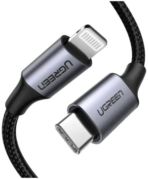 Кабель USB-C to Lightning 1.0m 3A 60W US304 black Ugreen (60759) фото3