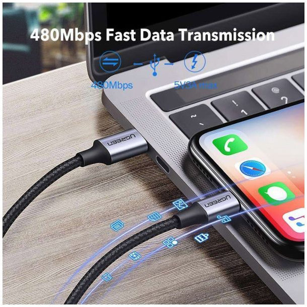 Кабель USB-C to Lightning 1.0m 3A 60W US304 black Ugreen (60759) фото4