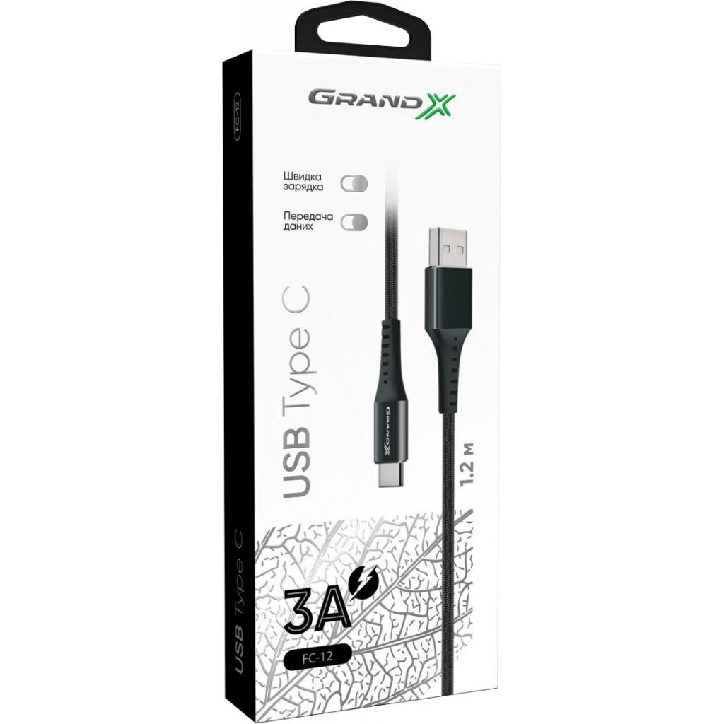 Кабель USB 2.0 AM to USB-C 1.2m Black Grand-X (FC-12B) фото4