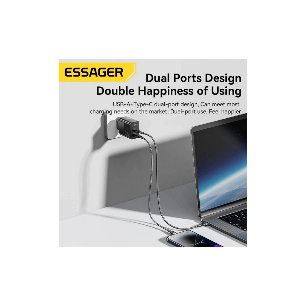 Зарядное устройство 1xUSB-C + 1xUSB 33W Essager (ECTAC-PCB01-P) фото3