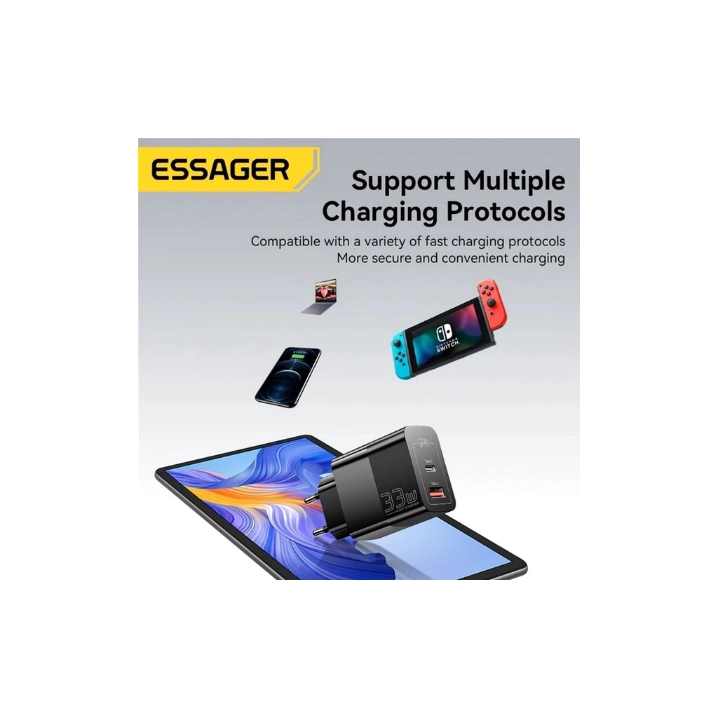Зарядное устройство 1xUSB-C + 1xUSB 33W Essager (ECTAC-PCB01-P) фото5