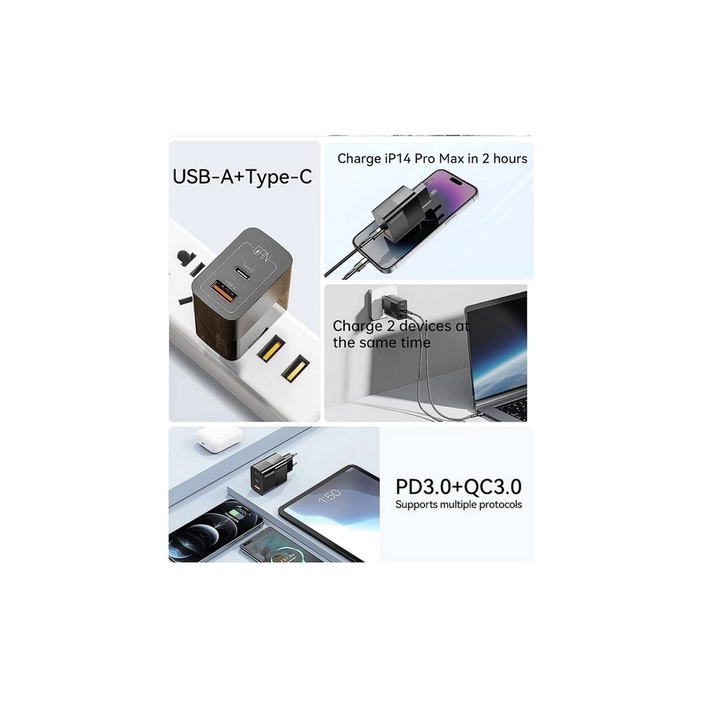 Зарядное устройство 1xUSB-C + 1xUSB 33W Essager (ECTAC-PCB01-P) фото10