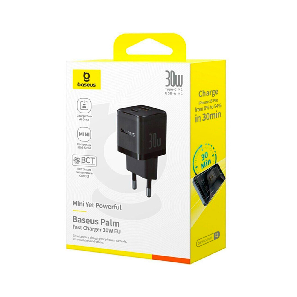 Зарядний пристрій Baseus Palm Fast Charger C+U 30W cluster black (P1011160A113-00) фото6