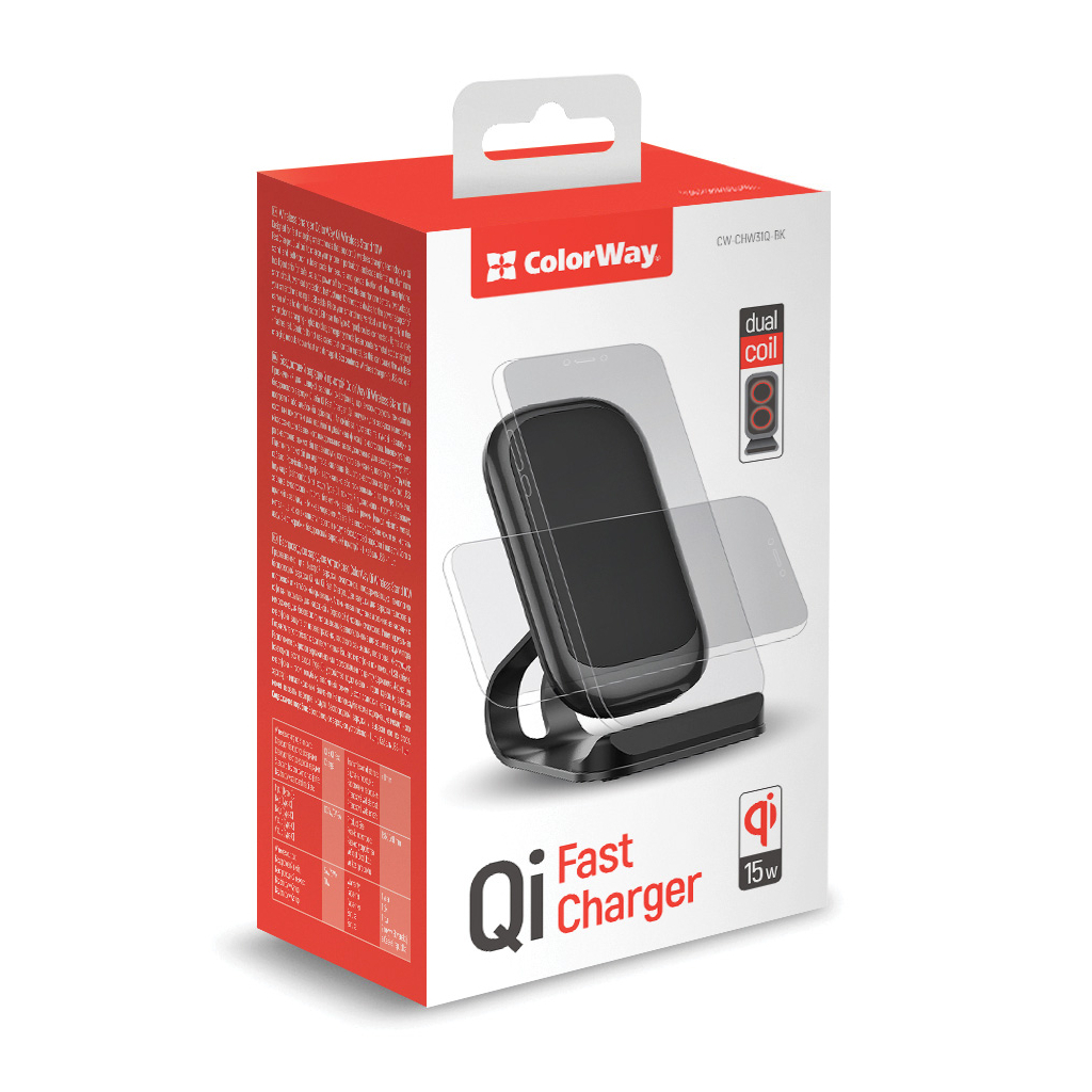 Зарядное устройство ColorWay Wireless Stand 15W Black (CW-CHW31Q-BK) фото2