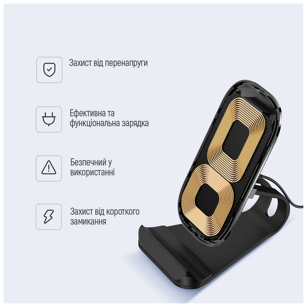 Зарядное устройство ColorWay Wireless Stand 15W Black (CW-CHW31Q-BK) фото5
