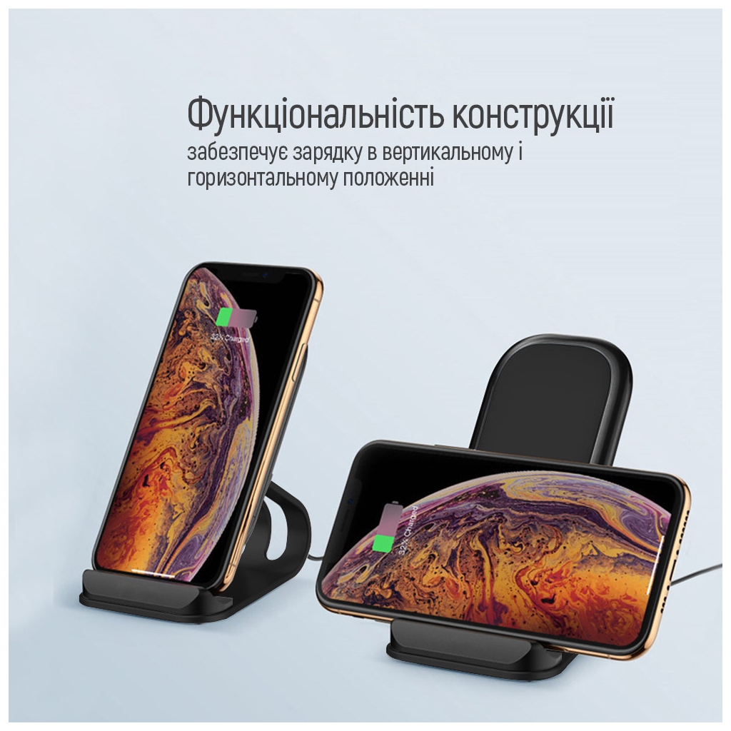 Зарядное устройство ColorWay Wireless Stand 15W Black (CW-CHW31Q-BK) фото6