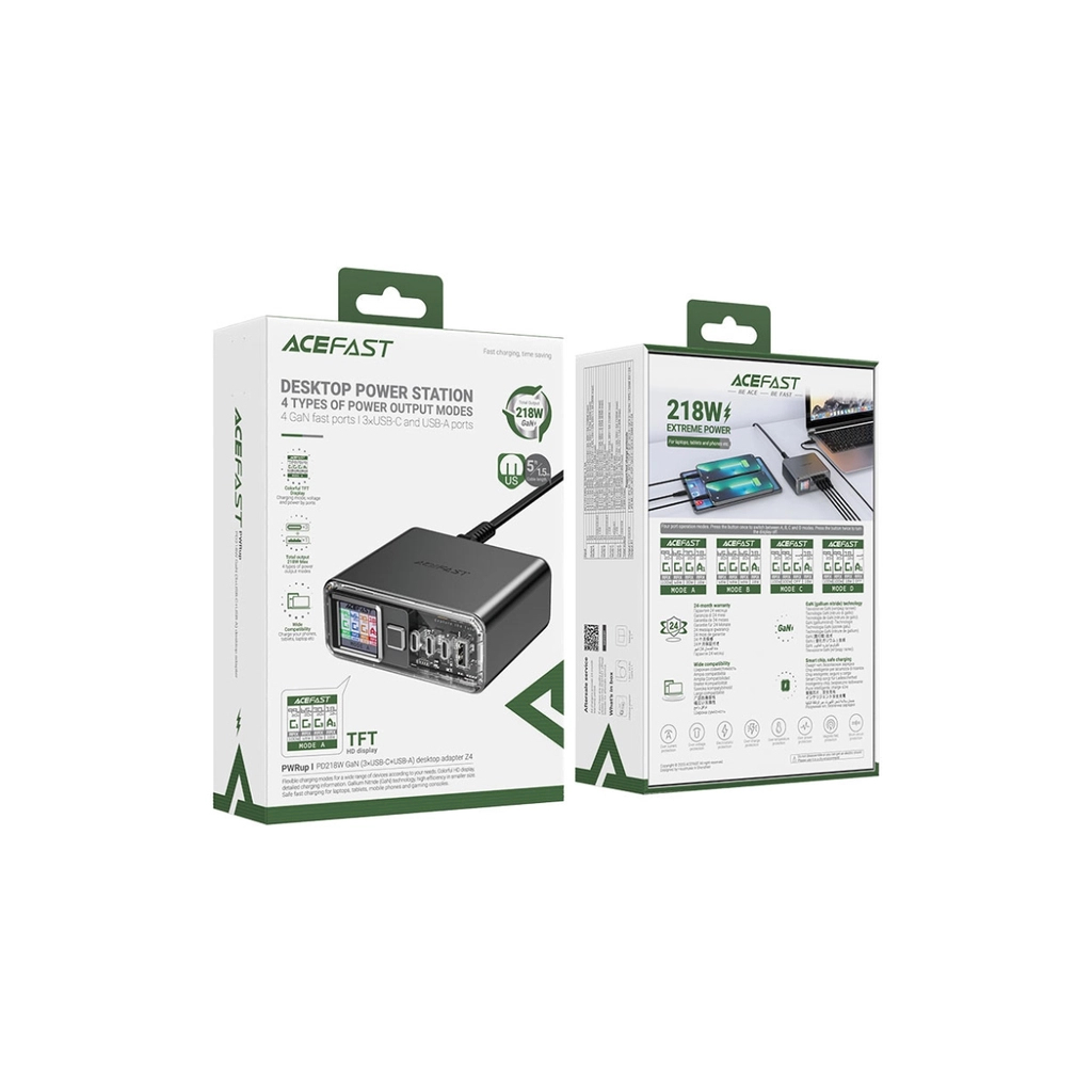 Зарядний пристрій Acefast 4xUSB 218W (3xUSB-C + USB-A) Gan Z4 Fast Charger (6974316282587) фото9