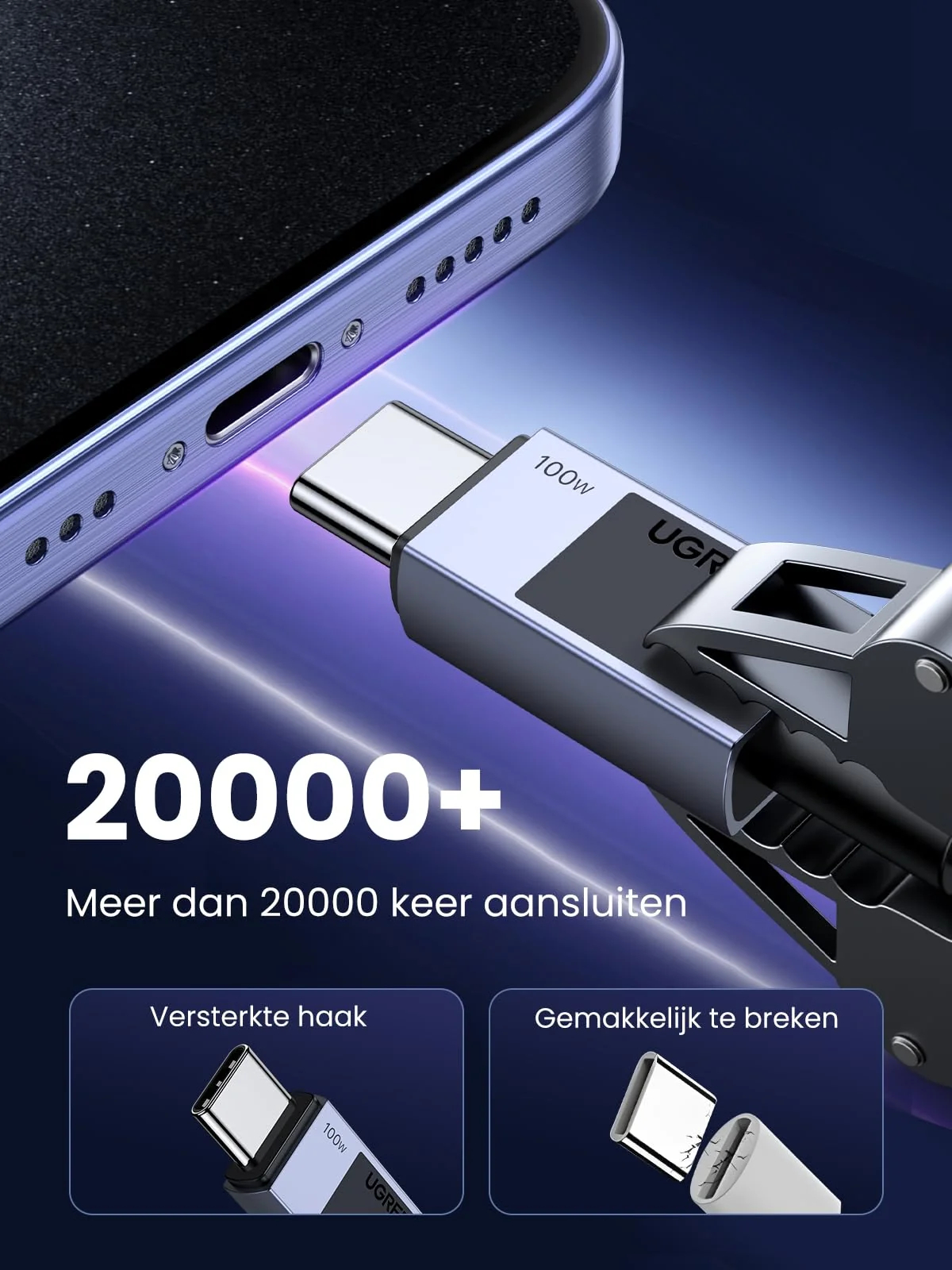 Дата кабель Ugreen USB-C to USB-C 3.0m 100W L512 gray (45065) фото