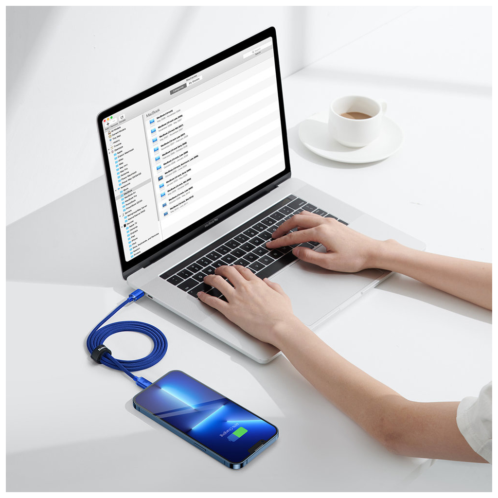 Кабель USB-C to Lightning 1.2m 20W blue Baseus (CAJY000203) фото8