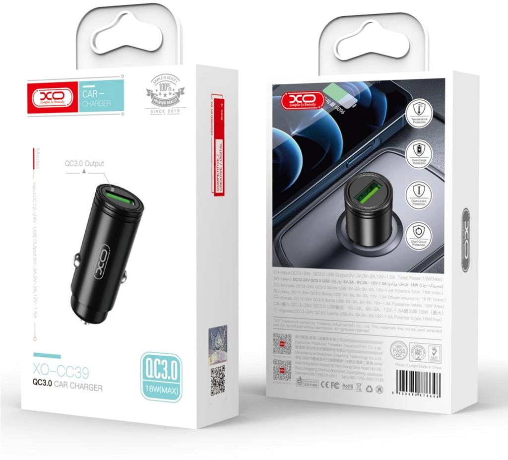 Зарядное устройство XO USB QC3.0 black (CC39-BK) фото4