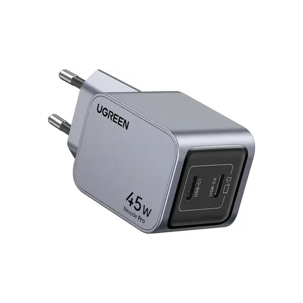 Зарядний пристрій Ugreen 2xUSB-C PD45W GaN X707 gray (35008) фото3
