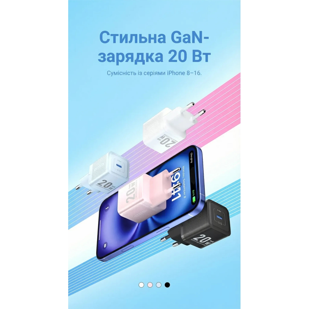 Зарядний пристрій Vention USB-C PD20W GaN white (FEPW0-EU) фото2