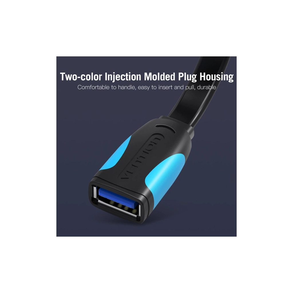 Кабель USB 3.0 AM/AF 2.0m flat black Vention (VAS-A13-B200) фото3