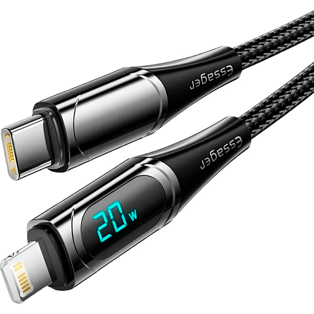 Кабель USB-C to Lightning 2.0m 20W Digital Display black Essager (EXCTL-YDA01) фото2