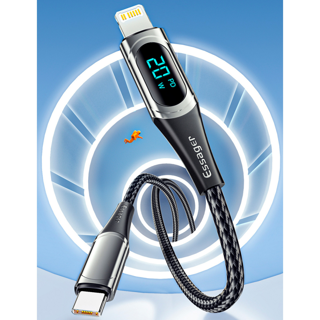 Кабель USB-C to Lightning 2.0m 20W Digital Display black Essager (EXCTL-YDA01) фото9