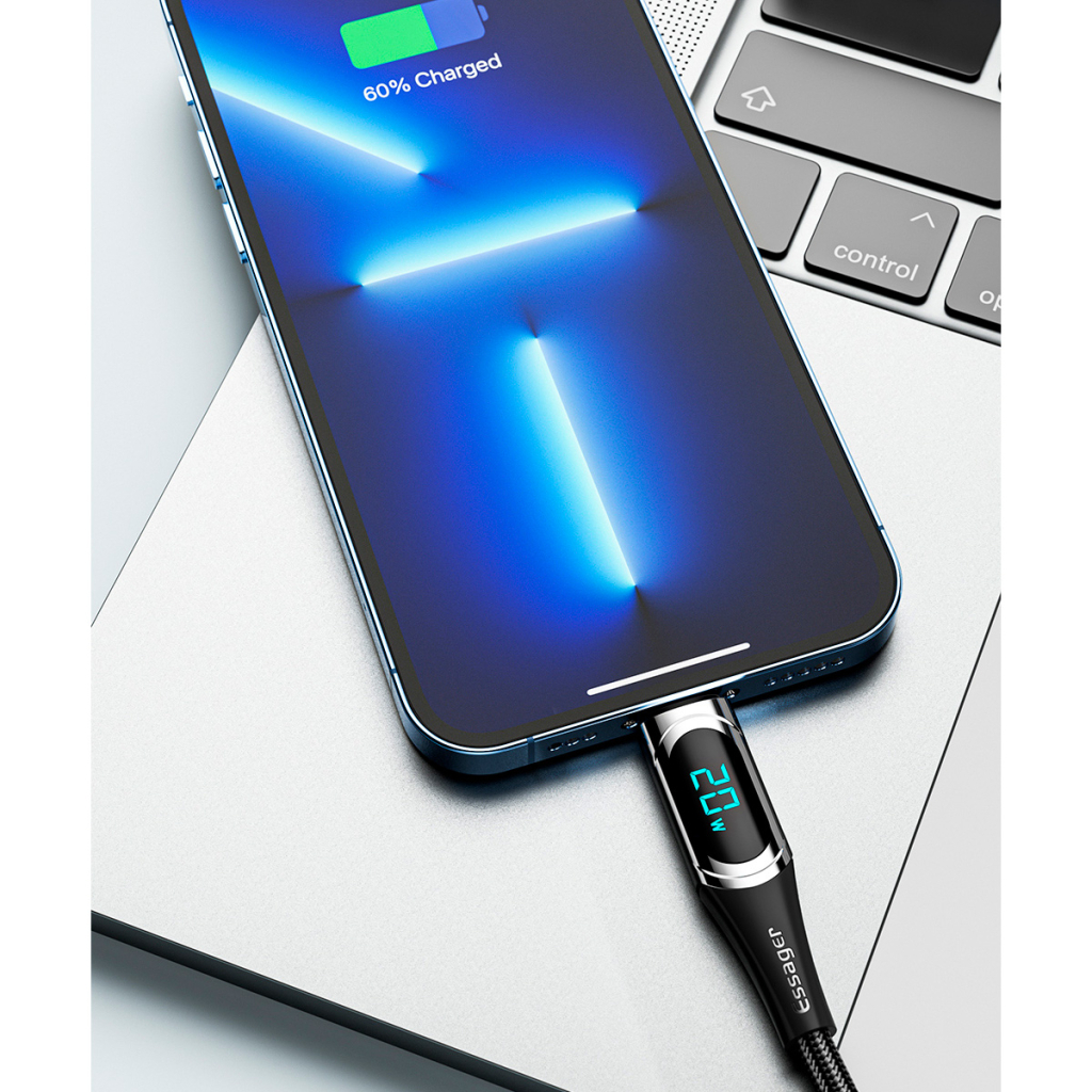 Кабель USB-C to Lightning 2.0m 20W Digital Display black Essager (EXCTL-YDA01) фото11
