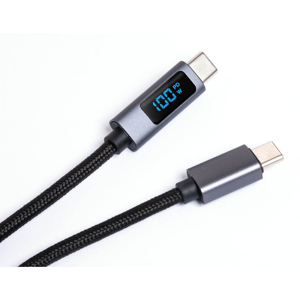 Кабель USB-C to USB-C 2.0m 100W LCD Display Nylon Black Vinga (VYDCCC22100D) фото
