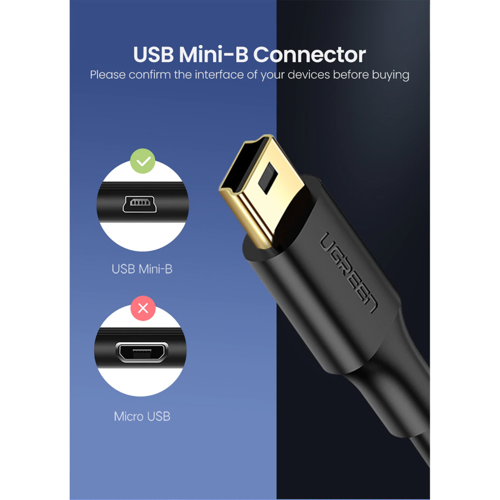 Кабель USB 2.0 AM to Mini 5P 0.5m black Ugreen (10354) фото4