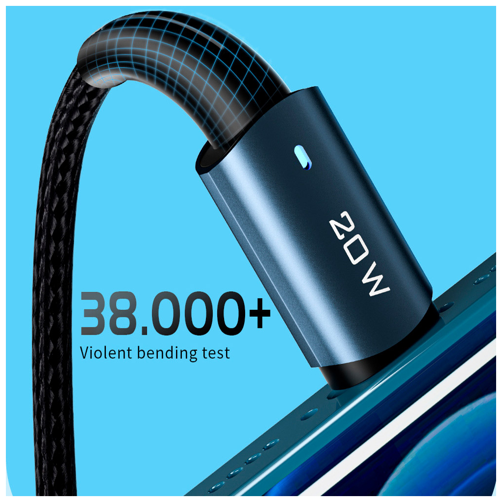 Кабель USB-C to Lightning 0.5m 20W black Essager (EXCTL-CGB01) фото