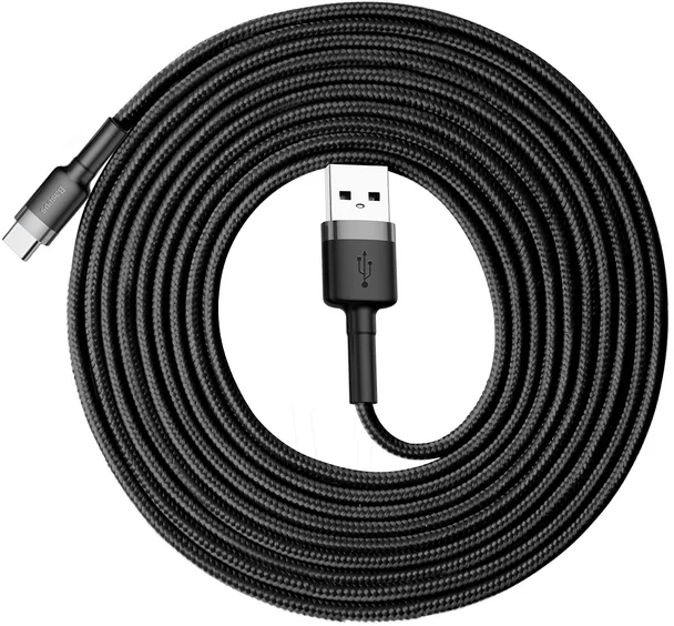 Дата кабель Baseus USB 2.0 AM to USB-C 3.0m 2A Gray-Black (CATKLF-UG1) фото4