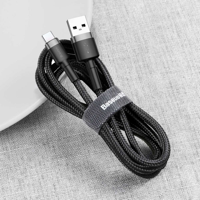 Дата кабель Baseus USB 2.0 AM to USB-C 3.0m 2A Gray-Black (CATKLF-UG1) фото7