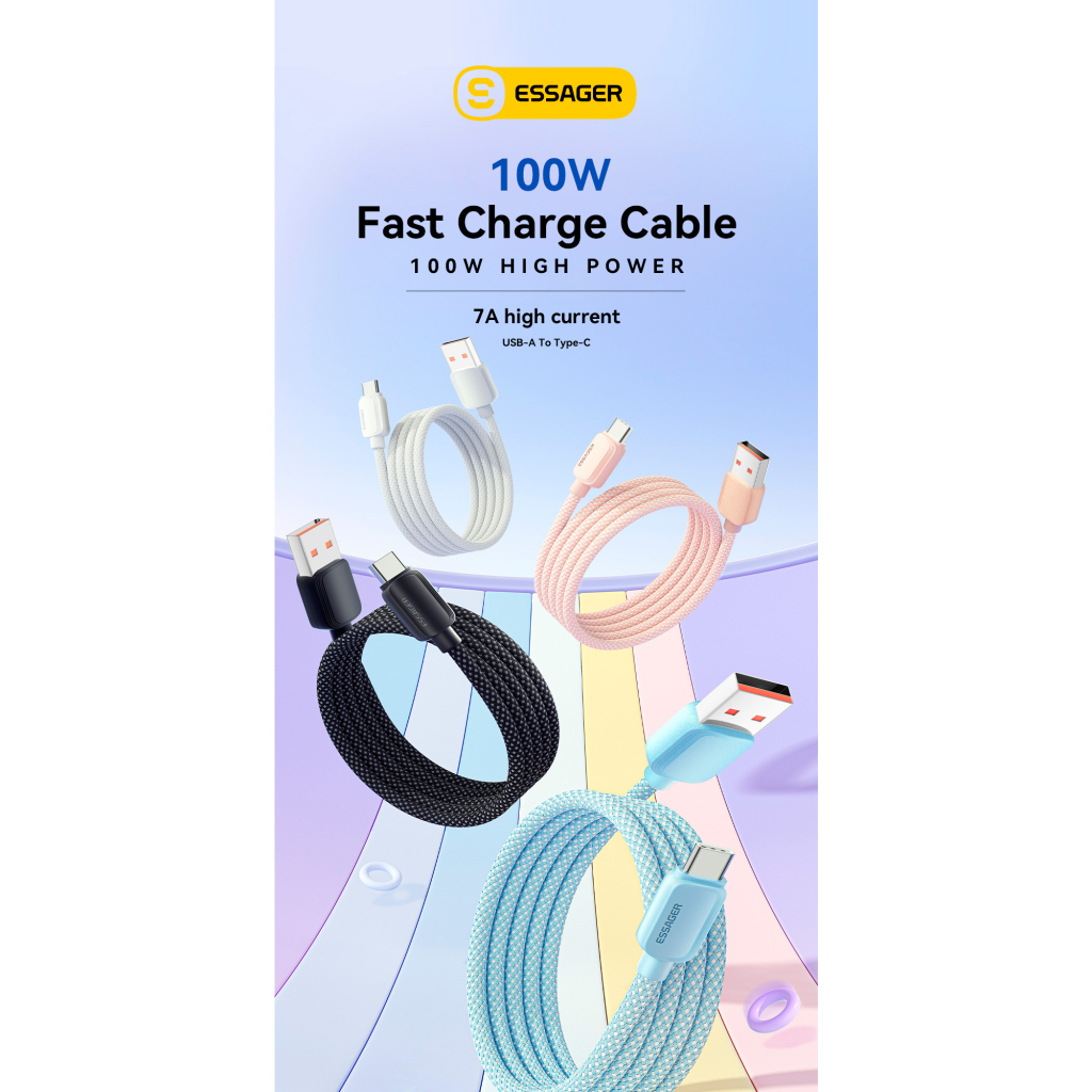 Кабель USB 2.0 AM to USB-C 1.0m 100W pink Essager (EXC7A-WL04-P) фото