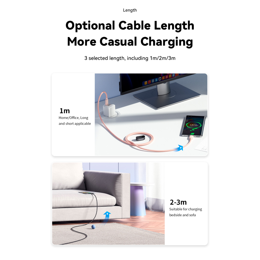Кабель USB 2.0 AM to USB-C 1.0m 100W pink Essager (EXC7A-WL04-P) фото