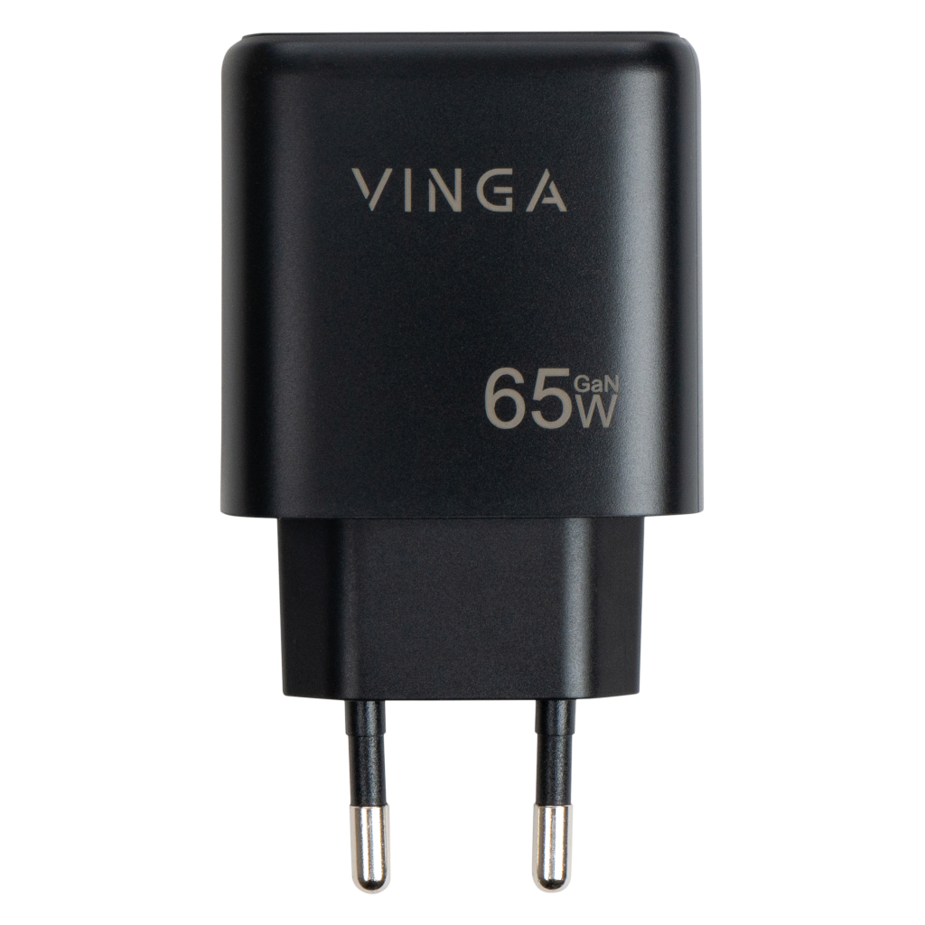 Зарядное устройство Vinga GaN 65W PD+QC 1C1A ports Wall Charger (VCPCHCA65B) фото