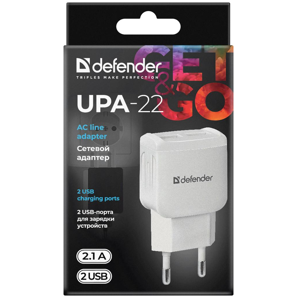Зарядний пристрій Defender UPA-22 white, 2xUSB, 2.1A (83580) фото4