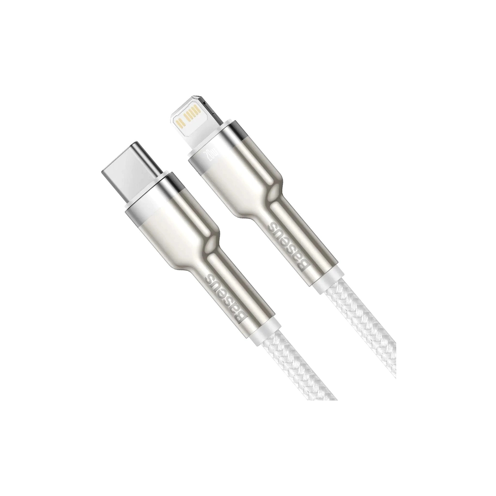 Кабель USB-C to Lightning 1.0m Cafule Metal PD 20W white Baseus (CATLJK-A02) фото2