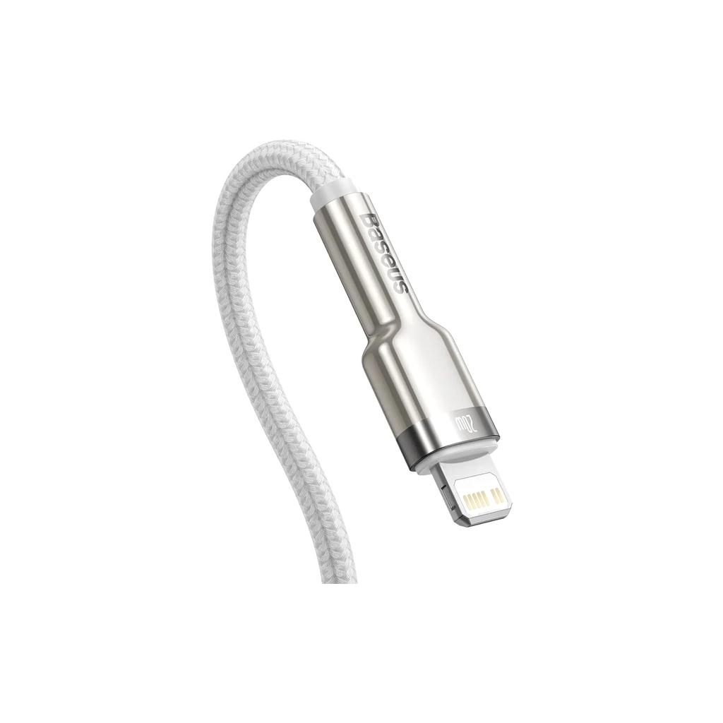 Кабель USB-C to Lightning 1.0m Cafule Metal PD 20W white Baseus (CATLJK-A02) фото3