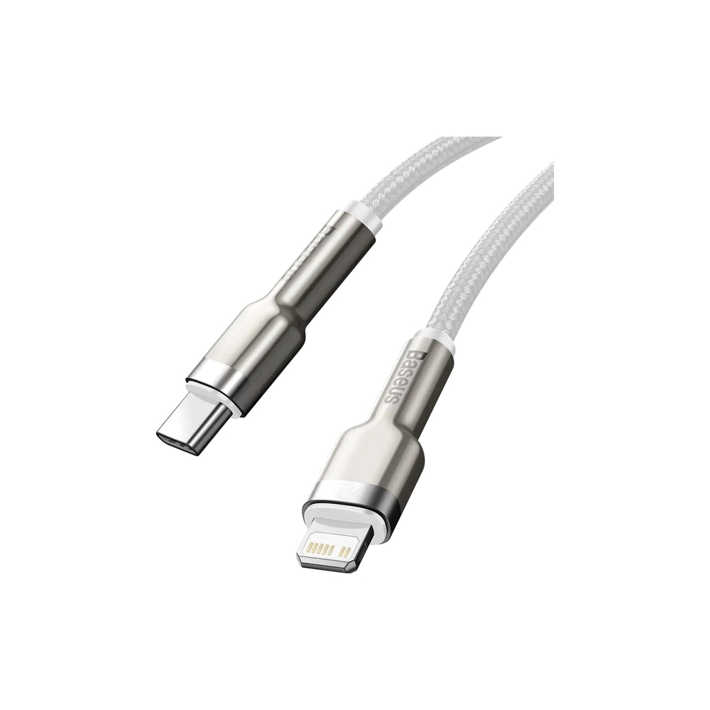 Кабель USB-C to Lightning 1.0m Cafule Metal PD 20W white Baseus (CATLJK-A02) фото4