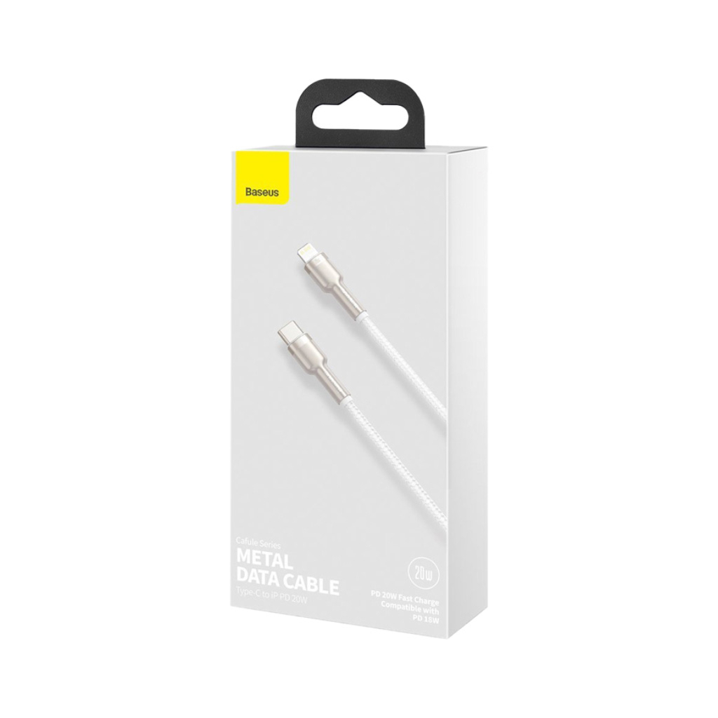 Кабель USB-C to Lightning 1.0m Cafule Metal PD 20W white Baseus (CATLJK-A02) фото9